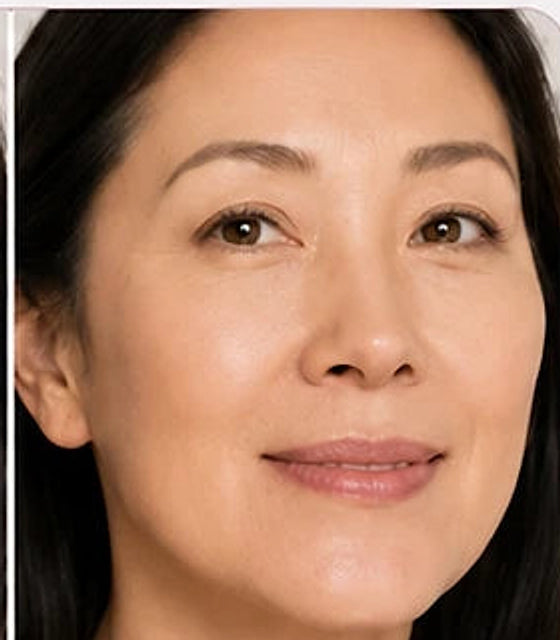 The same face with the foundation applied